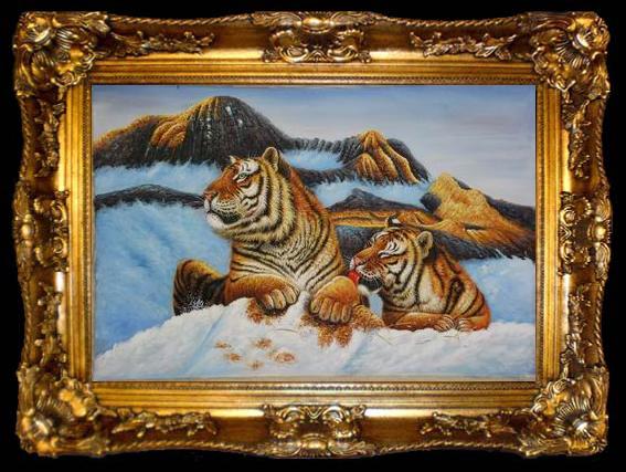 framed  unknow artist Tigers 026, ta009-2